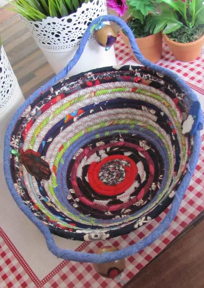 large image of art item: basket – hamsa violet black red