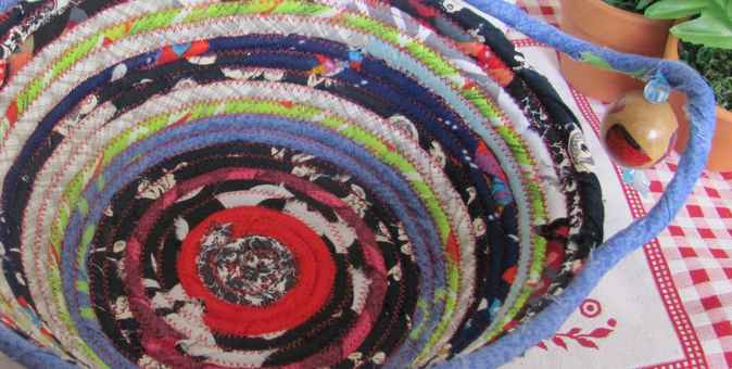 large image of art item: basket – hamsa violet black red