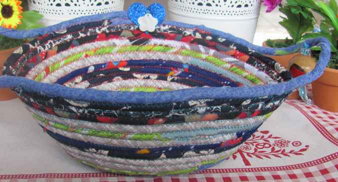 large image of art item: basket – hamsa violet black red