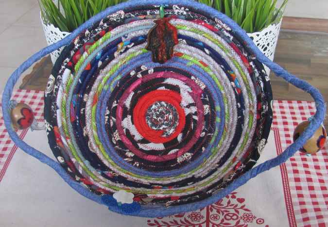 large image of art item: basket – hamsa violet black red
