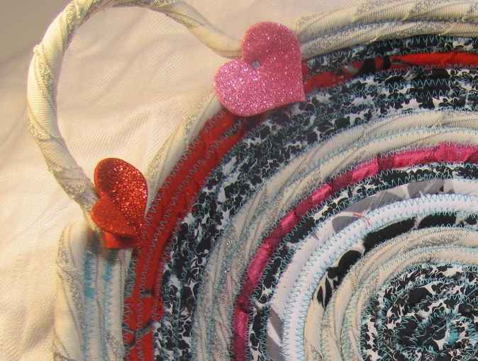 large image of art item: basket – hearts red white
