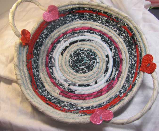 large image of art item: basket – hearts red white