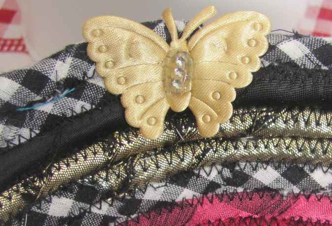 large image of art item: basket – horses butterflies checkered