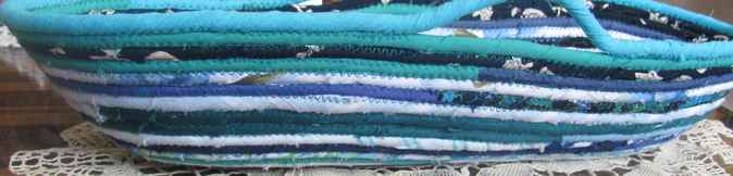 large image of art item: basket – long cyan blue white