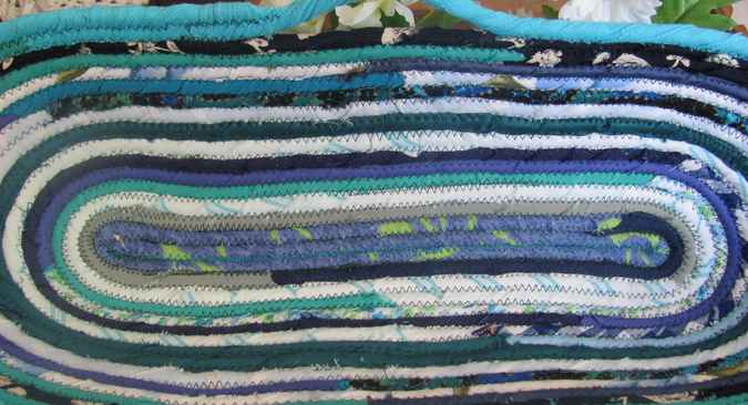 large image of art item: basket – long cyan blue white