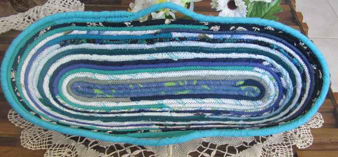 large image of art item: basket – long cyan blue white