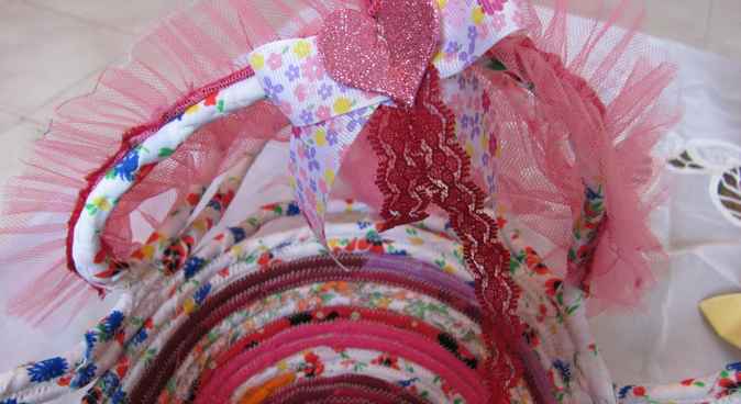 large image of art item: basket – baby doll cradle pink