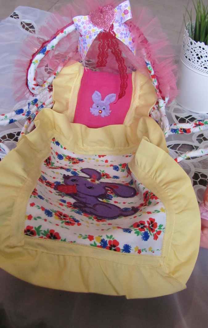 large image of art item: basket – baby doll cradle pink