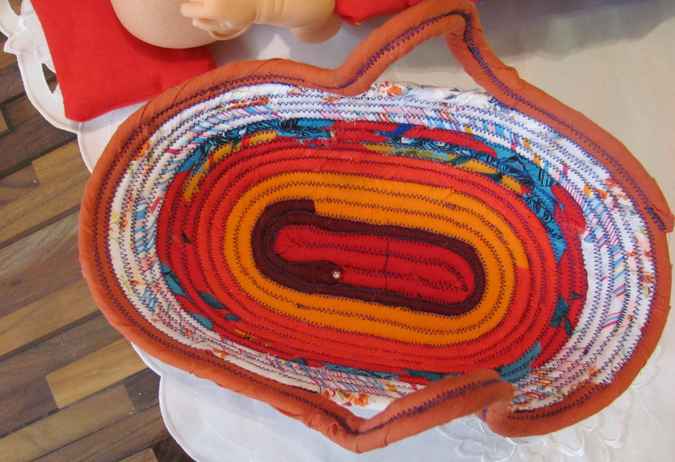 large image of art item: basket – long red orange
