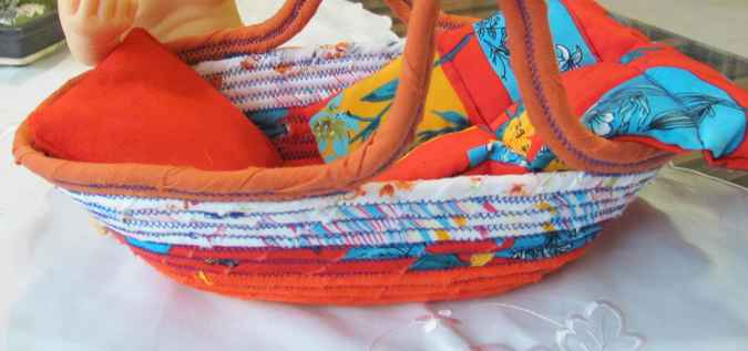large image of art item: basket – long red orange
