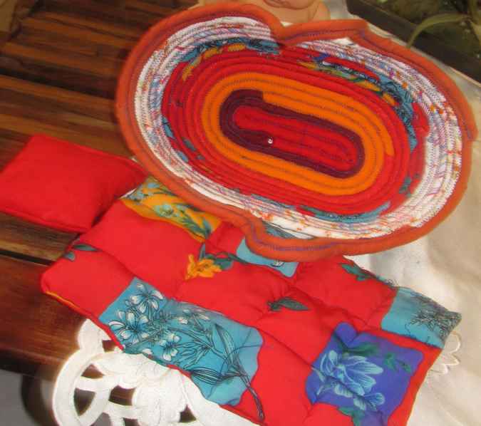 large image of art item: basket – long red orange