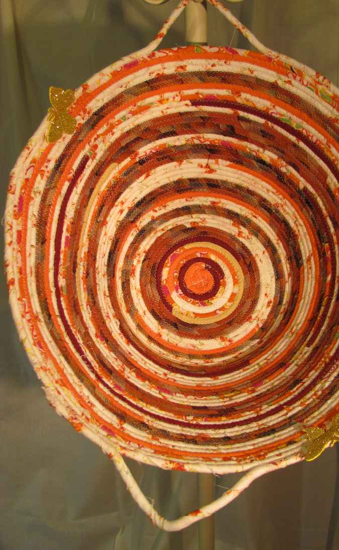 large image of art item: basket – orange white red