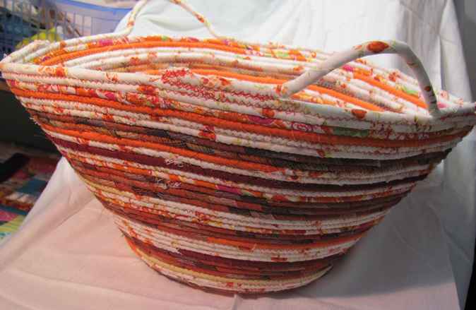 large image of art item: basket – orange white red