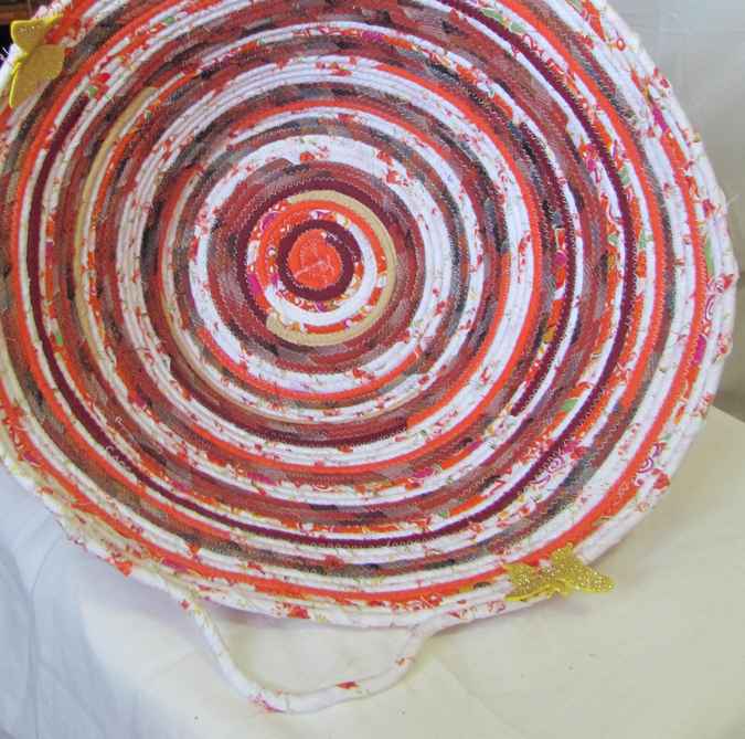 large image of art item: basket – orange white red