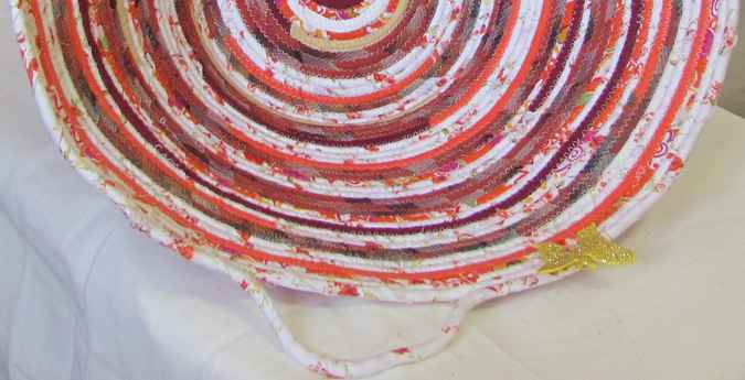 large image of art item: basket – orange white red