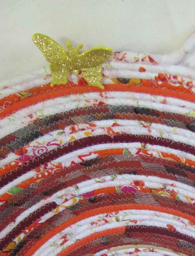 large image of art item: basket – orange white red