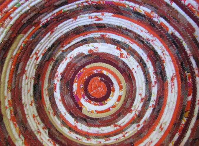 large image of art item: basket – orange white red