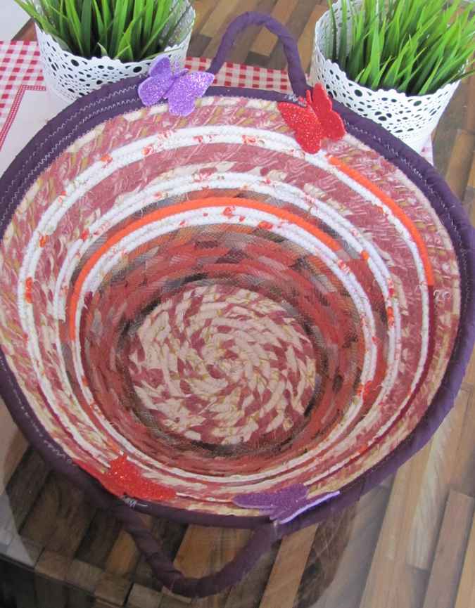 large image of art item: basket – purple crimson orange
