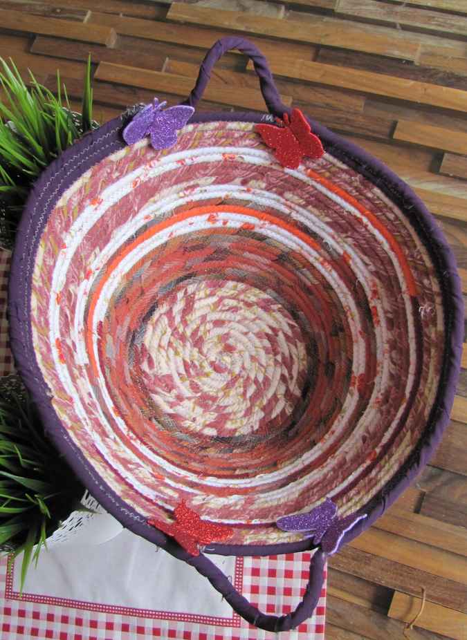 large image of art item: basket – purple crimson orange