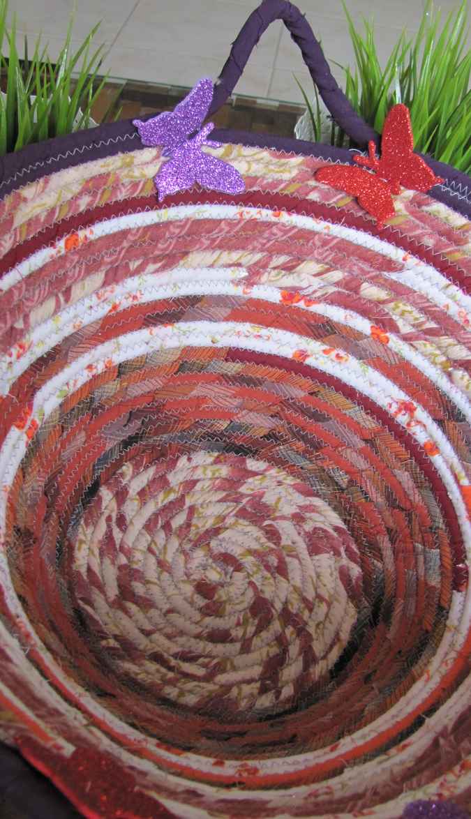 large image of art item: basket – purple crimson orange