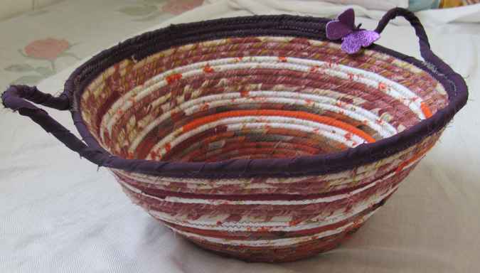 large image of art item: basket – purple crimson orange