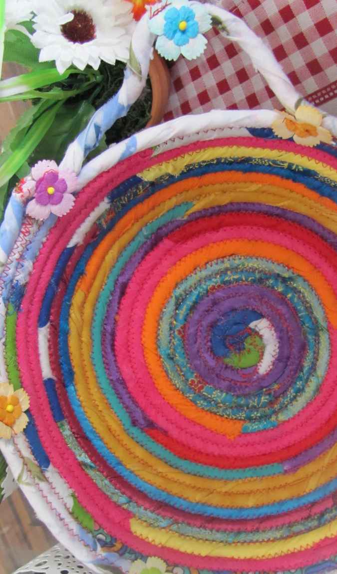 large image of art item: basket – rainbow flowers