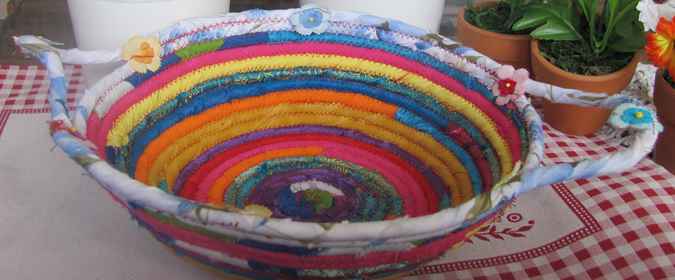 large image of art item: basket – rainbow flowers