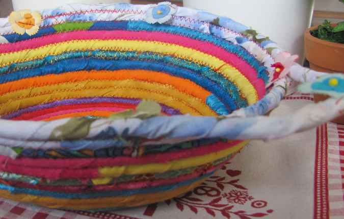 large image of art item: basket – rainbow flowers