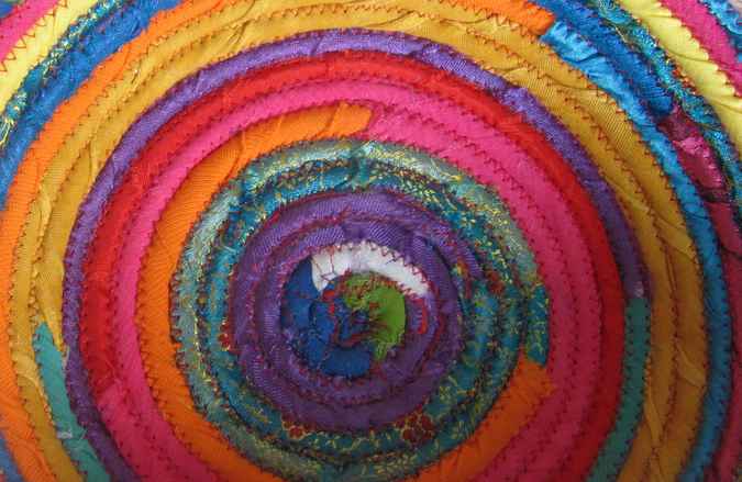 large image of art item: basket – rainbow flowers