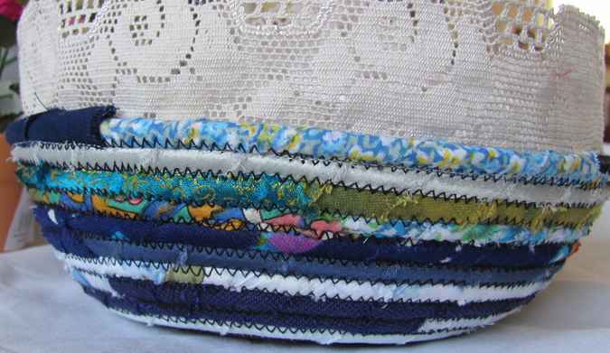 large image of art item: basket – ribbon black green blue