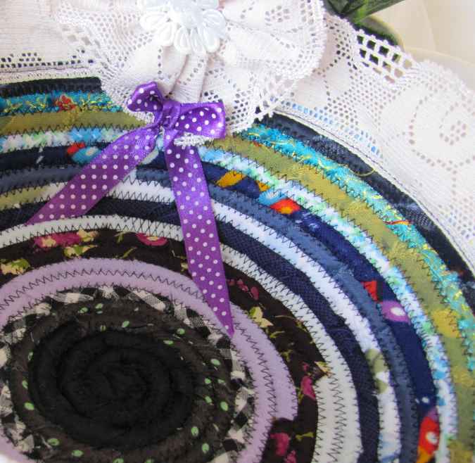 large image of art item: basket – ribbon black green blue