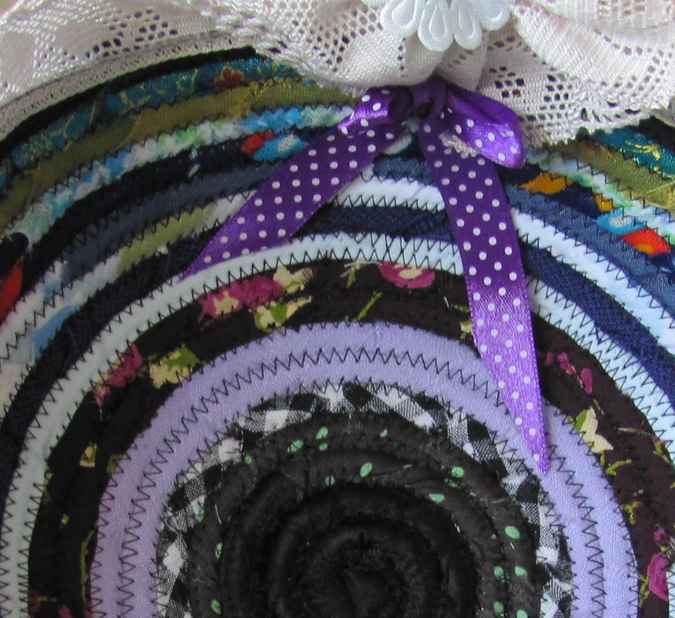 large image of art item: basket – ribbon black green blue