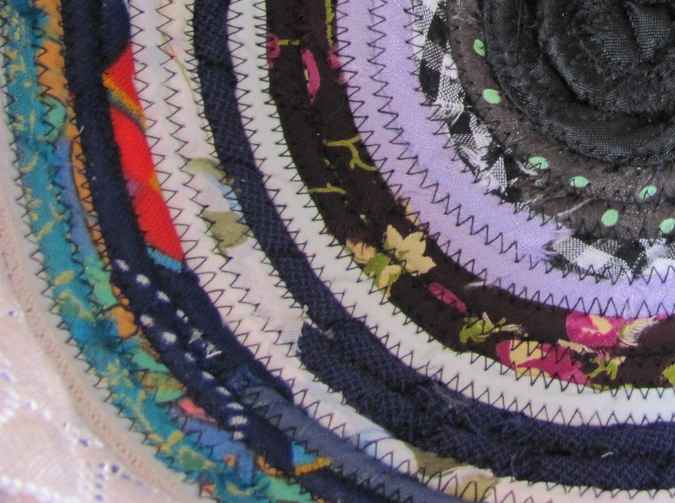 large image of art item: basket – ribbon black green blue