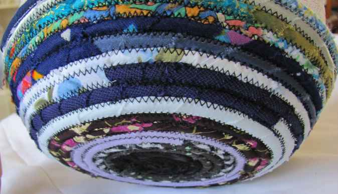 large image of art item: basket – ribbon black green blue