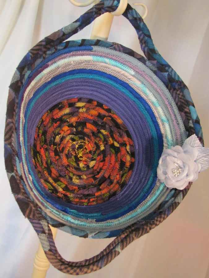 large image of art item: basket – rose blue cyan red black