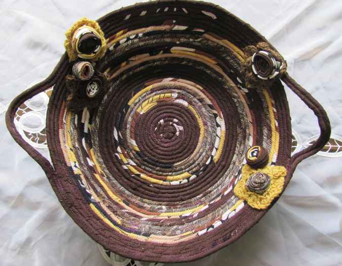 large image of art item: basket – roses brown yellow
