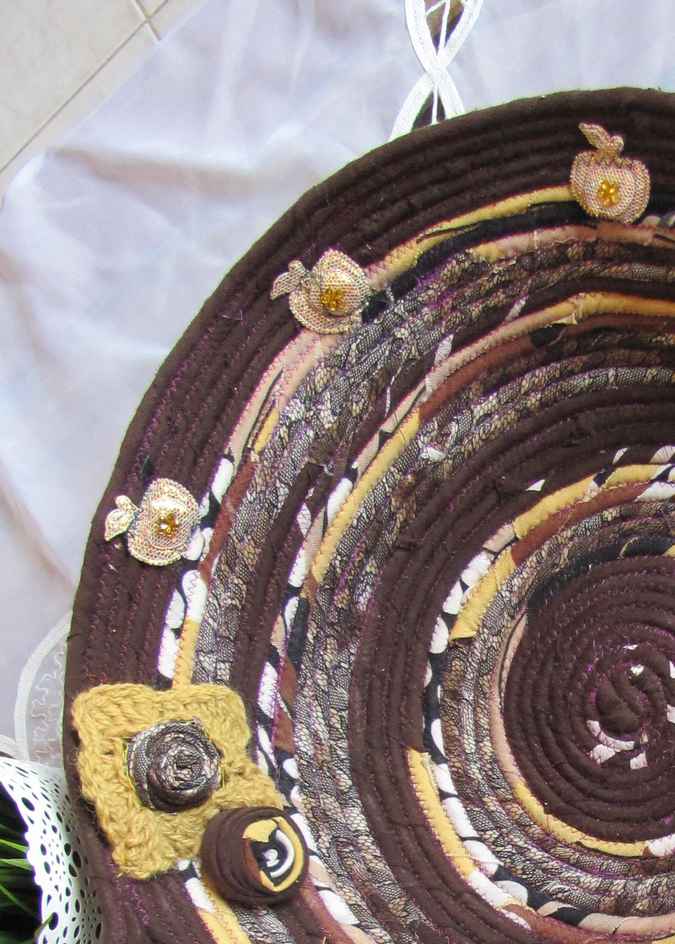 large image of art item: basket – roses brown yellow