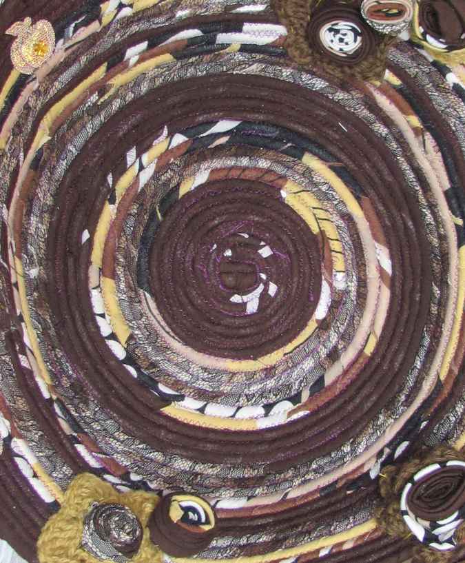 large image of art item: basket – roses brown yellow