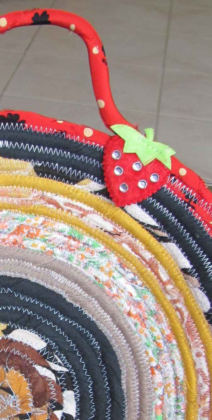 large image of art item: basket – strawberry ochre blue red