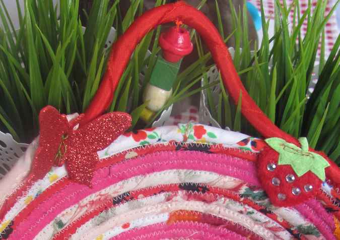 large image of art item: basket – strawberry pink