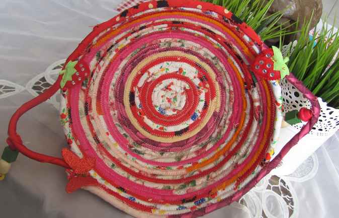 large image of art item: basket – strawberry pink