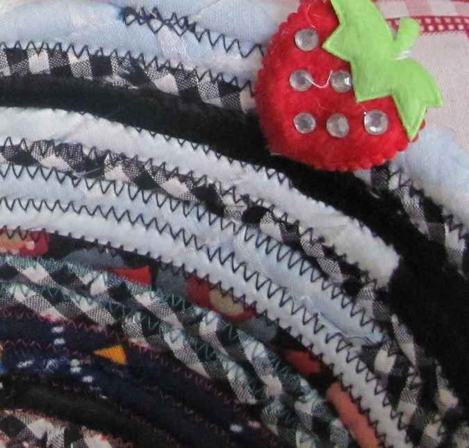 large image of art item: basket – strawberry white checkered