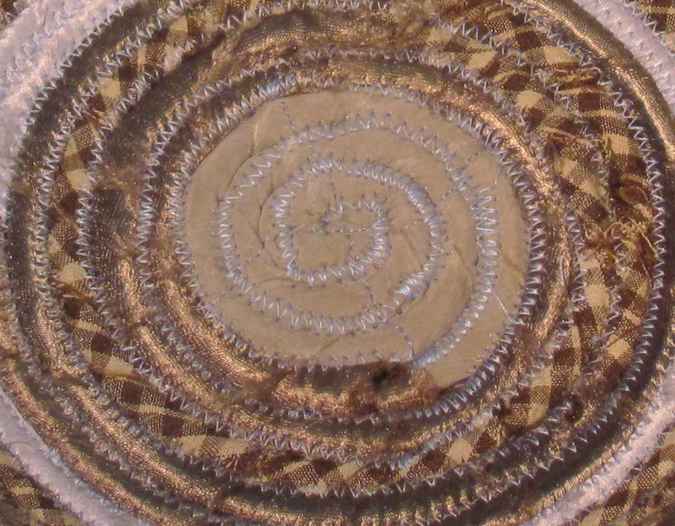 large image of art item: basket – violet gray checkered brown cream