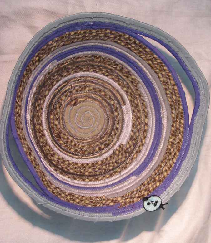 large image of art item: basket – violet gray checkered brown cream