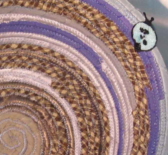 large image of art item: basket – violet gray checkered brown cream