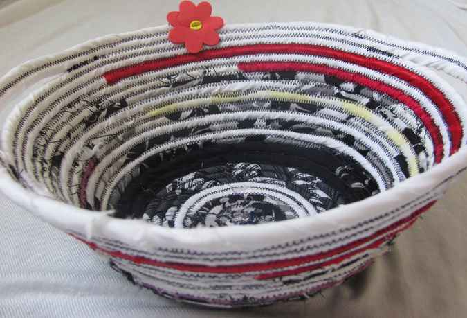 large image of art item: basket – white black red