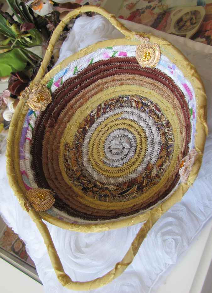 large image of art item: basket – yellow brown