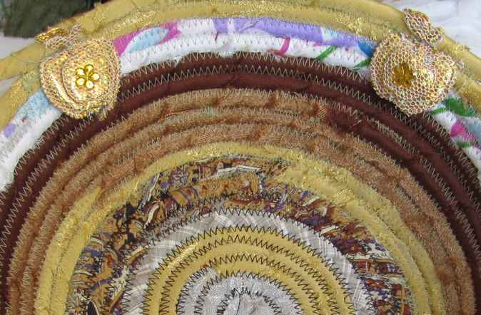 large image of art item: basket – yellow brown