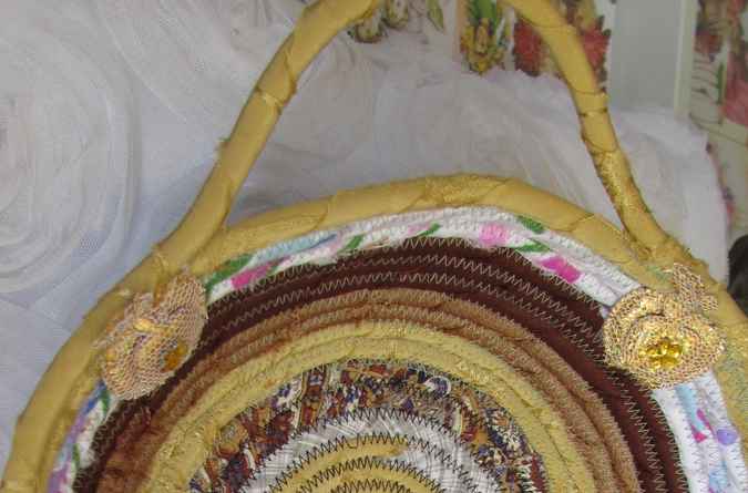 large image of art item: basket – yellow brown