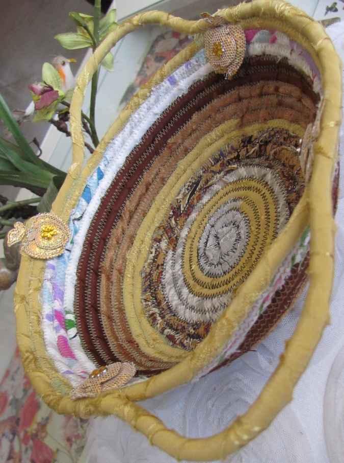 large image of art item: basket – yellow brown